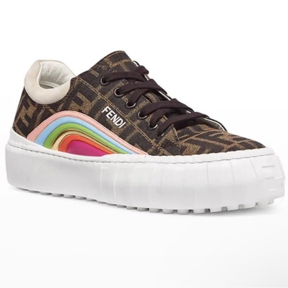 Fendi Brown and Multicolor Sneakers - Picture 1 of 13